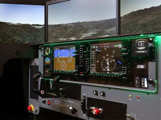 The instrument panel inside the FMX flight simulator